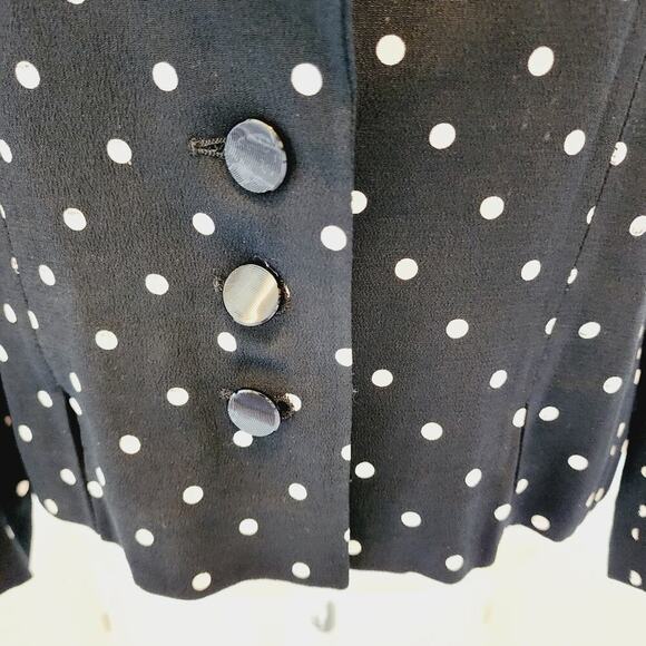 LOUIS FERAUD POLKA DOT BLACK & WHITE JACKET SIZE 8 - Picture 6 of 8